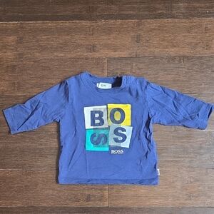 Boss Kids Navy Graphic Long Sleeve Tee